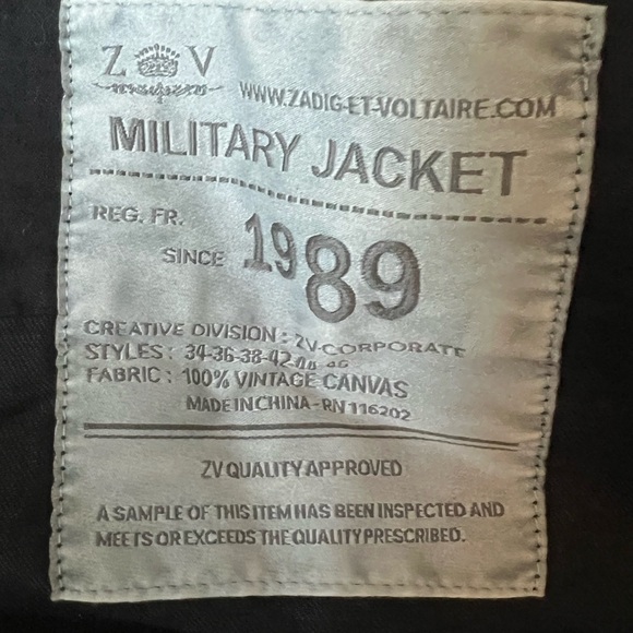 Zadig & Voltaire military style  Black Button Down Shirt - Picture 12 of 13